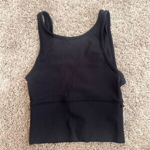 Black lululemon power pivot ribbed tank top